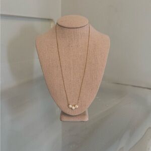 14K Gold, 3 Pearl Dainty Necklace